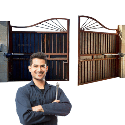 نصب جک روی درب آهنی قدیمی